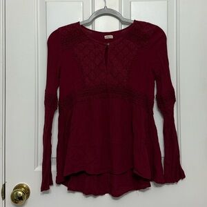 Hollister Deep Red Lace Blouse